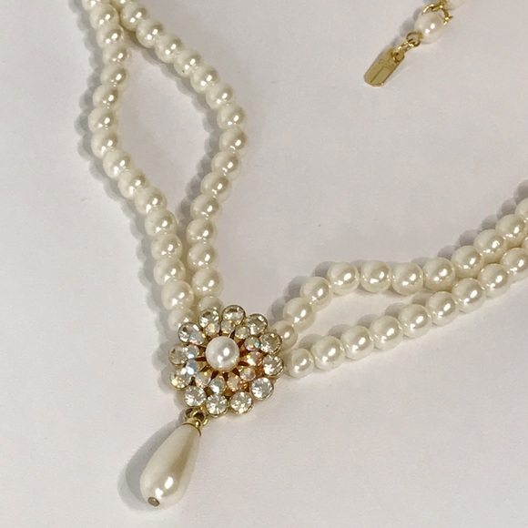 Vintage Signed 6mm Glass Faux Pearl Multi Strand Victorian Necklace Estate Pear - Picture 11 of 14